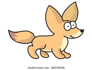 Cute fox cartoon - vector illustration
