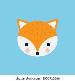 Cute fox. Cartoon woodland character. Vector 