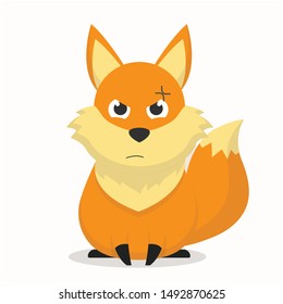 Cute fox character with an angry expression vector illustration,fox carton