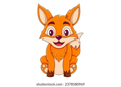 Cute Fox Character Design Illustration