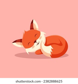 Cute Fox Character Design Illustration