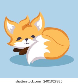 Cute Fox Character Design Illustration