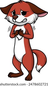 Cute fox character looking scared vector illustration