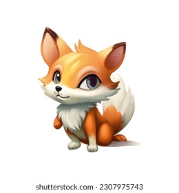cute fox character painting vector illustration