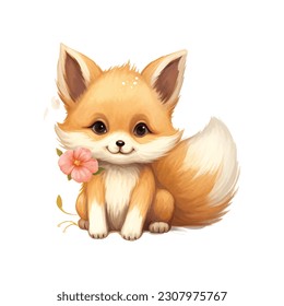 cute fox character painting vector illustration