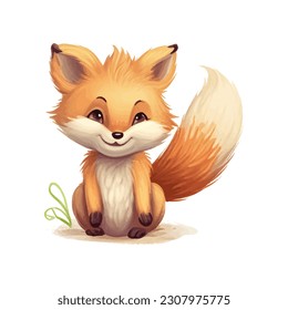 cute fox character painting vector illustration