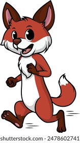 Cute fox character running vector illustration