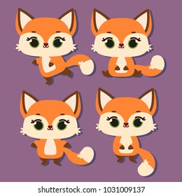 Cute fox character set