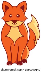 Cute fox character sitting down