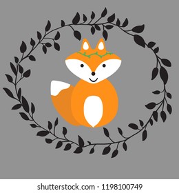 cute fox character vector illustration