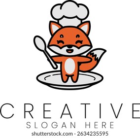 Cute fox chef cartoon perfect for restaurant logo design or food related projects illustration