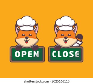 cute fox chef. cute vector design character. Vector isolated flat illustration for poster, brochure, web, mascot, sticker, logo and icon.