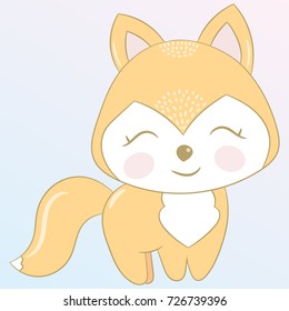 Cute fox. Children's illustration with a fox. Best Choice for cards, invitations, printing, party packs, blog backgrounds, paper craft, party invitations, digital scrapbooking.