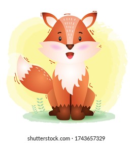 cute fox in the children's style. cute cartoon fox vector illustration