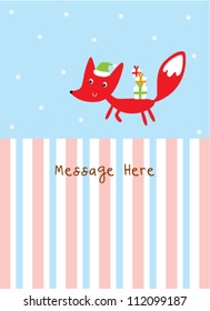 cute fox in christmas day