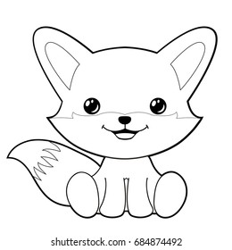 Cute fox clipart coloring activity. Vector illustration