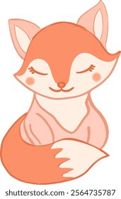 cute fox with closed eyes illustration