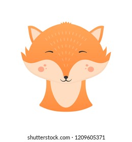 Cute fox with closed eyes, vector eps10 illustration
