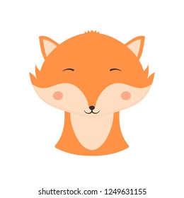 Cute Fox With Closed Eyes, Vector Eps10 Illustration