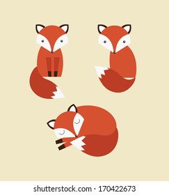 cute fox collection. vector illustration