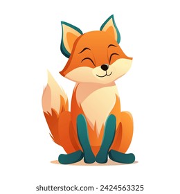 Cute fox of colorful set. With its lively design and colorful style, this cartoon illustration brings the youthful energy of a fox to life against a clean white background. Vector illustration.