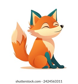Cute fox of colorful set. This illustration brings to life a colorful depiction of a young fox in a charming cartoon design against a white backdrop. Vector illustration.