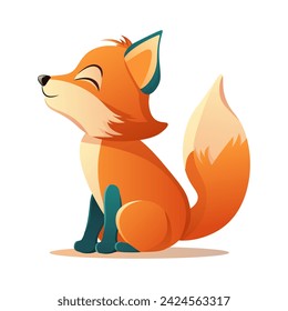 Cute fox of colorful set. This colorful illustration showcases the endearing charm of a young fox in a dynamic cartoon design against a simple white backdrop. Vector illustration.