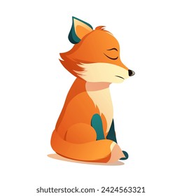 Cute fox of colorful set. The vivid hues and charming cartoon design of this illustration feature a spirited young fox set against a white background. Vector illustration.
