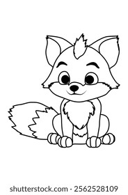 Cute Fox Coloring Page for Kids