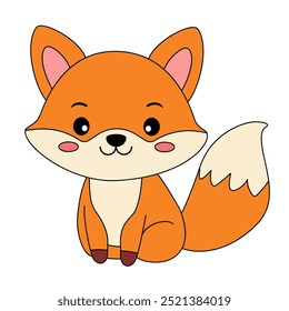 A cute fox coloring pages for kids. Trace and color fox. A cute fox fall animals vector. Coloring book for kids. Kindergarten and preschool worksheets printable for kids. Autumn forest animals.