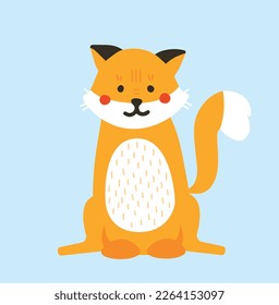 Cute fox concept. Forest dweller, symbol of wisdom and cunning. Wild life and fauna, toy or mascot for children. Fluffy and playful animal. Cartoon flat vector illustration