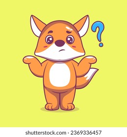 Cute fox confused cartoon vector icon illustration