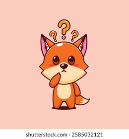 Cute fox is confused cartoon vector illustration. vector cartoon illustration suitable for poster, brochure, web, mascot, sticker, logo and icon.