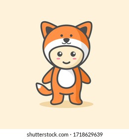 Cute fox costume character vector illustration