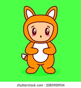 Cute Fox Costume Character Vector