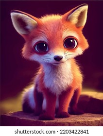 A Cute Fox Cub, 3d Drawing Fox, Red Fox, Smiling Fox, Special Illustration, 3d Art Design 