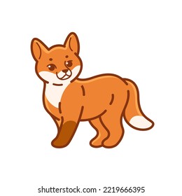 Cute fox cub - cartoon animal character. Vector illustration in flat style isolated on white background.