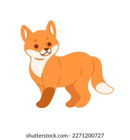 Cute fox cub - cartoon animal character. Vector illustration in flat style isolated on white background.