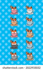 Cute fox in a cup with face emotion
