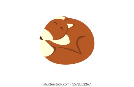 cute Fox curled up in a ball. cartoon character. flat illustration. winter has come. use it as clip art in your design, as well as print on clothes, napkins or cards. chanterelles love crafting