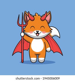 cute fox demon cartoon illustration