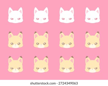 Conjunto de iconos de cara de perro y zorro lindo con variaciones de expresión de fondo rosa