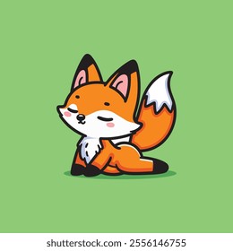 Cute fox doing yoga. Kawaii Illustration.