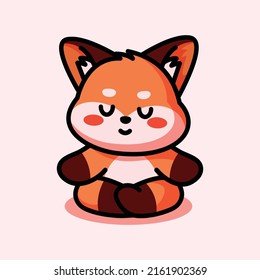 cute fox doing yoga vector template 