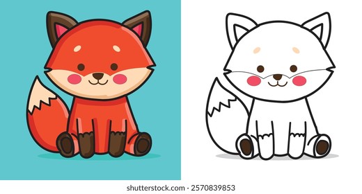 A Cute Fox Doll Vector Illustration for Coloring book or Design Element