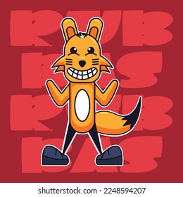 Cute fox doodle vector cartoon illustration