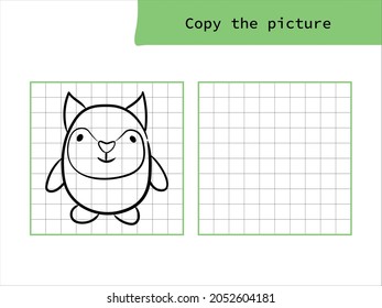 Cute fox drawing. Copy the picture. Coloring book. Educational game for children. Cartoon vector illustration