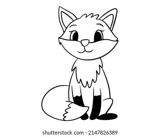 Cute Fox Drawn Black Outline Stock Vector (Royalty Free) 2147826389 ...