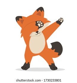 Cute Fox Dub dancing sign cartoon vector