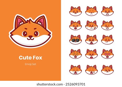 cute fox emoji sticker set